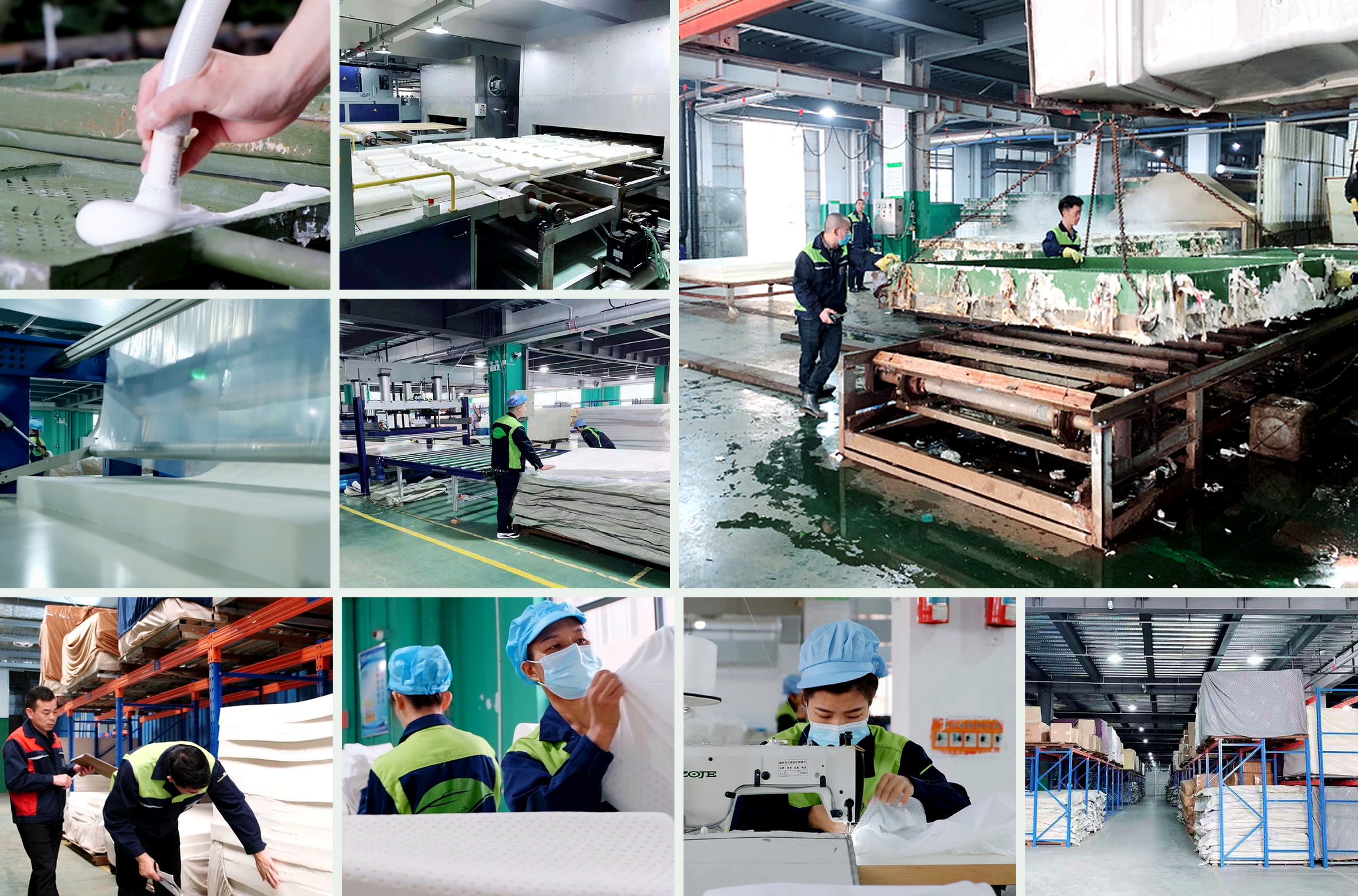 MUMENG factory production, inspection, sewing, and warehouse overview